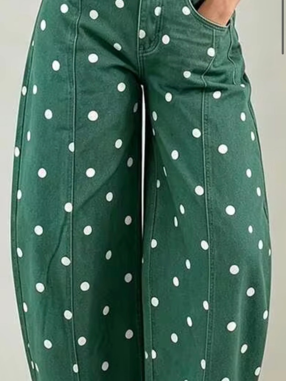 Green Polka Barrel Pants